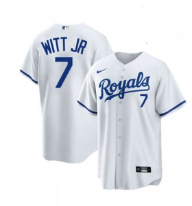 Wholesale Cheap Men\'s Kansas City Royals #7 Bobby Witt Jr. White Cool Base Stitched Jersey