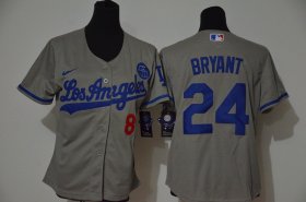Wholesale Cheap Los Angeles Dodgers #8 #24 Kobe Bryant Youth Nike Grey Cool Base 2020 KB Patch MLB Jersey