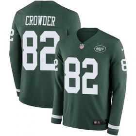 Wholesale Cheap Nike Jets #82 Jamison Crowder Green Team Color Men\'s Stitched NFL Limited Therma Long Sleeve Jersey