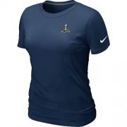 Wholesale Cheap Women's Nike Seattle Seahawks Super Bowl XLVIII Champions Trophy Collection Locker Room T-Shirt Dark Blue
