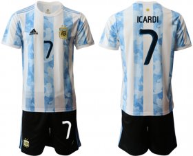 Wholesale Cheap Men 2020-2021 Season National team Argentina home white 7 Soccer Jersey