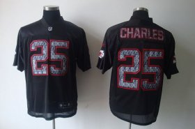 Wholesale Cheap Sideline Black United Chiefs #25 Jamaal Charles Black Stitched NFL Jersey