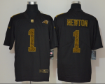 Wholesale Cheap Men's Carolina Panthers #1 Cam Newton Black 2020 Nike Flocked Leopard Print Vapor Limited NFL Jersey
