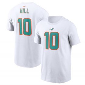 Wholesale Cheap Men\'s Miami Dolphins #10 Tyreek Hill 2022 White Name & Number T-Shirt
