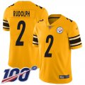 Wholesale Cheap Nike Steelers #2 Mason Rudolph Gold Men's Stitched NFL Limited Inverted Legend 100th Season Jersey