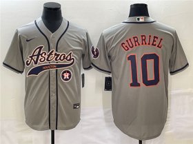 Wholesale Cheap Men\'s Houston Astros #10 GrayYuli Gurriel Gray With Patch Cool Base Stitched Baseball Jersey