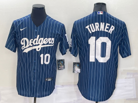 Wholesale Cheap Men\'s Los Angeles Dodgers Blank Number Navy Blue Pinstripe Stitched MLB Cool Base Nike Jersey