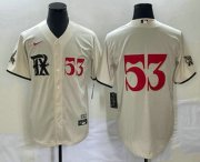 Wholesale Cheap Men's Texas Rangers #53 Adolis Garcia Number Cream 2023 City Connect Cool Base Stitched Jersey