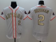 Wholesale Cheap Astros #2 Alex Bregman White FlexBase Authentic 2017 World Series Champions Gold Program Stitched MLB Jersey