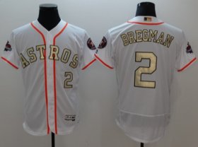 Wholesale Cheap Astros #2 Alex Bregman White FlexBase Authentic 2017 World Series Champions Gold Program Stitched MLB Jersey