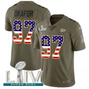 Wholesale Cheap Nike Chiefs #97 Alex Okafor Olive/USA Flag Super Bowl LIV 2020 Men's Stitched NFL Limited 2017 Salute To Service Jersey