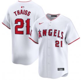 Cheap Men\'s Los Angeles Angels #21 Matt Thaisse White Home Limited Baseball Stitched Jersey