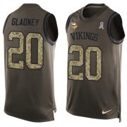 Wholesale Cheap Nike Vikings #20 Jeff Gladney Green Men's Stitched NFL Limited Salute To Service Tank Top Jersey