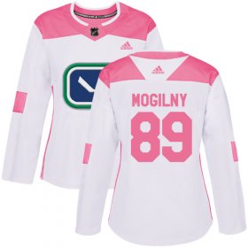 Wholesale Cheap Adidas Canucks #89 Alexander Mogilny White/Pink Authentic Fashion Women\'s Stitched NHL Jersey