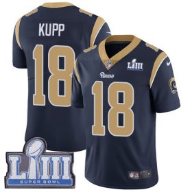 Wholesale Cheap Nike Rams #18 Cooper Kupp Navy Blue Team Color Super Bowl LIII Bound Youth Stitched NFL Vapor Untouchable Limited Jersey