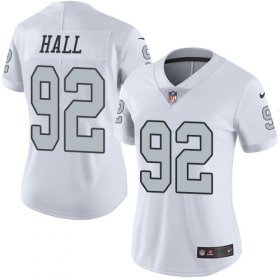 Wholesale Cheap Nike Raiders #92 P.J. Hall White Women\'s Stitched NFL Limited Rush Jersey
