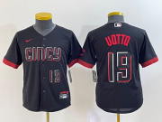 Wholesale Cheap Youth Cincinnati Reds #19 Joey Votto Number Black 2023 City Connect Cool Base Stitched Jersey1