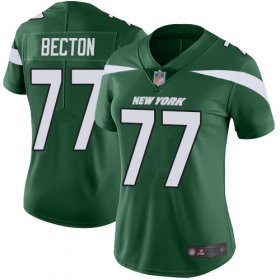 Wholesale Cheap Nike Jets #77 Mekhi Becton Green Team Color Women\'s Stitched NFL Vapor Untouchable Limited Jersey