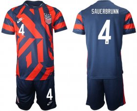 Wholesale Cheap Men 2020-2021 National team United States away 4 blue Nike Soccer Jersey