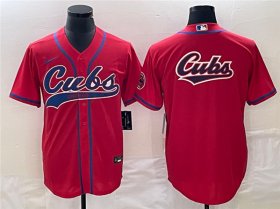 Wholesale Cheap Men\'s Chicago Cubs Red Team Big Logo Cool Base Stitched Jersey