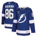 Wholesale Cheap Men's Tampa Bay Lightning #86 Nikita Kucherov 2022 Blue Stanley Cup Final Patch Stitched Jersey