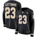 Wholesale Cheap Nike Saints #23 Marshon Lattimore Black Team Color Women's Stitched NFL Limited Therma Long Sleeve Jersey