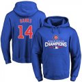 Wholesale Cheap Cubs #14 Ernie Banks Blue 2016 World Series Champions Pullover MLB Hoodie