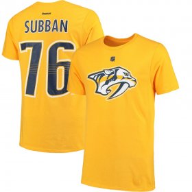 Wholesale Cheap Nashville Predators #76 PK Subban Reebok Name & Number T-Shirt Gold