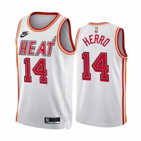 Wholesale Cheap Men\'s Miami Heat #14 Tyler Herro White Classic Edition Stitched Basketball Jersey