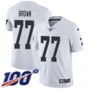 Wholesale Cheap Nike Raiders #77 Trent Brown White Youth Stitched NFL 100th Season Vapor Untouchable Limited Jersey