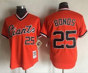 Wholesale Cheap Mitchell And Ness Giants #25 Barry Bonds Orange Throwback Stitched MLB Jersey