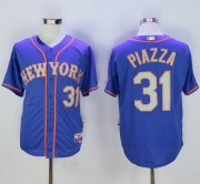 Wholesale Cheap Mets #31 Mike Piazza Blue(Grey NO.) Alternate Road 2016 Hall Of Fame Patch Stitched MLB Jersey