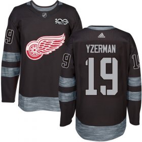 Wholesale Cheap Adidas Red Wings #19 Steve Yzerman Black 1917-2017 100th Anniversary Stitched NHL Jersey