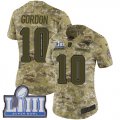 Wholesale Cheap Nike Patriots #10 Josh Gordon Camo Super Bowl LIII Bound Women's Stitched NFL Limited 2018 Salute to Service Jersey