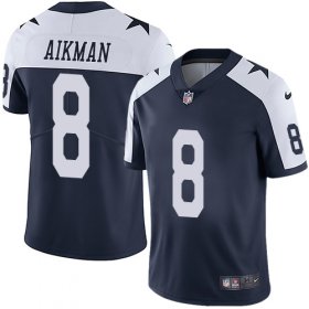 Wholesale Cheap Nike Cowboys #8 Troy Aikman Navy Blue Thanksgiving Men\'s Stitched NFL Vapor Untouchable Limited Throwback Jersey