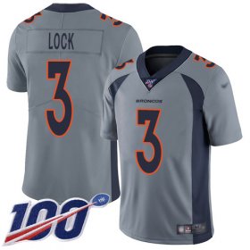 Wholesale Cheap Nike Broncos #3 Drew Lock Gray Men\'s Stitched NFL Limited Inverted Legend 100th Season Jersey