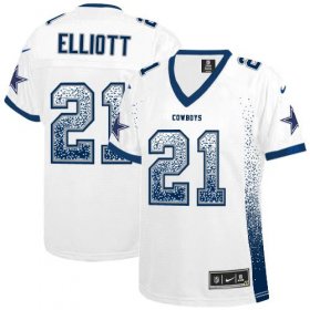 Wholesale Cheap Nike Cowboys #21 Ezekiel Elliott White Women\'s Stitched NFL Elite Drift Fashion Jersey