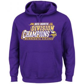 Wholesale Cheap Men\'s Minnesota Vikings Majestic Purple 2015 NFC North Division Champions Pullover Hoodie