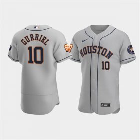 Wholesale Cheap Men\'s Houston Astros #10 Yuli Gurriel Gray 60th Anniversary Flex Base Stitched Baseball Jersey