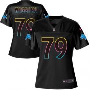 Wholesale Cheap Nike Lions #79 Kenny Wiggins Black Women's NFL Fashion Game Jersey