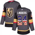 Wholesale Cheap Adidas Golden Knights #24 Oscar Lindberg Grey Home Authentic USA Flag Stitched NHL Jersey