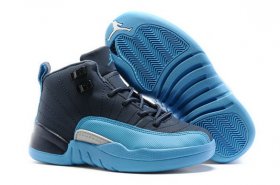 Wholesale Cheap Air Jordan 12 Retro Kids Shoes Dark Blue/Unc Blue