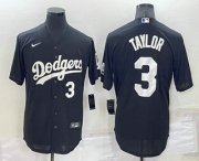 Wholesale Cheap Men's Los Angeles Dodgers #3 Chris Taylor Number Black Turn Back The Clock Stitched Cool Base Jersey