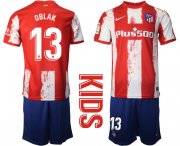 Wholesale Cheap Youth 2021-2022 Club Atletico Madrid home red 13 Nike Soccer Jersey