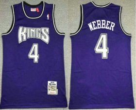 Wholesale Cheap Biggest Men\'s Sacramento Kings #4 Chris Webber Purple 1998-99 Hardwood Classics Soul Swingman Stitched NBA Throwback Jersey