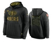 Wholesale Cheap Men's San Francisco 49ers #85 George Kittle Black 2020 Salute To Service Sideline Performance Pullover Hoodie