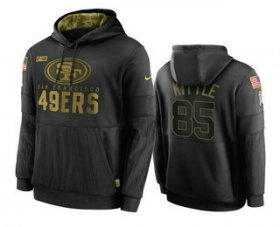 Wholesale Cheap Men\'s San Francisco 49ers #85 George Kittle Black 2020 Salute To Service Sideline Performance Pullover Hoodie
