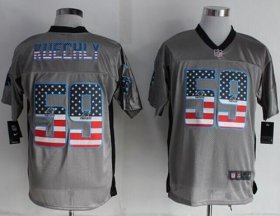 Wholesale Cheap Nike Panthers #59 Luke Kuechly Grey Men\'s Stitched NFL Elite USA Flag Fashion Jersey