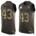 Wholesale Cheap Nike Steelers #43 Troy Polamalu Green Men's Stitched NFL Limited Salute To Service Tank Top Jersey
