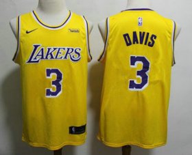 Wholesale Cheap Men\'s Los Angeles Lakers #3 Anthony Davis 2019 Yellow Nike Swingman Wish Stitched NBA Jersey